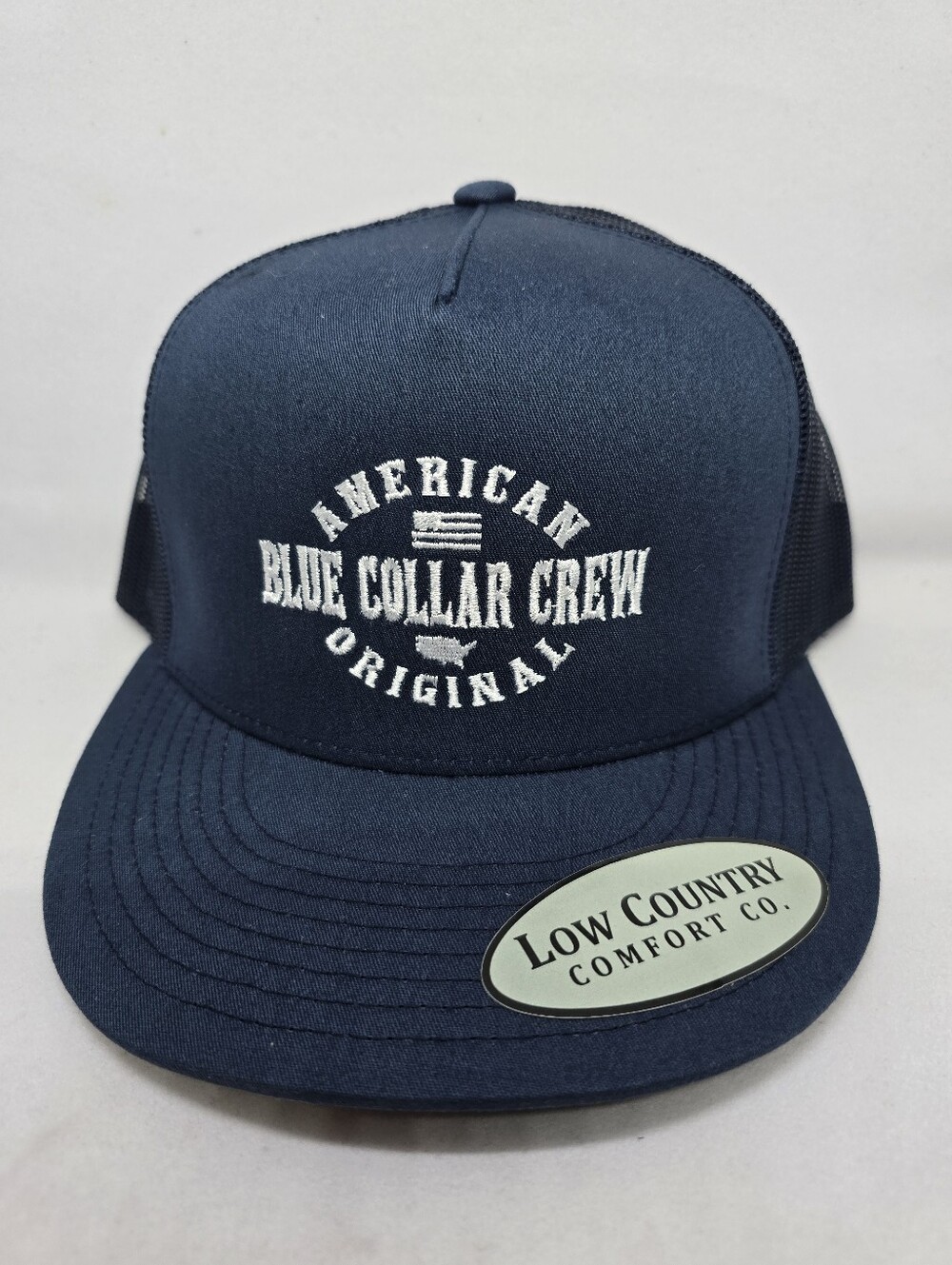 🇺🇸 American Blue Collar Crew Trucker Hat 💪 Low Country Comfort Co Navy NWT